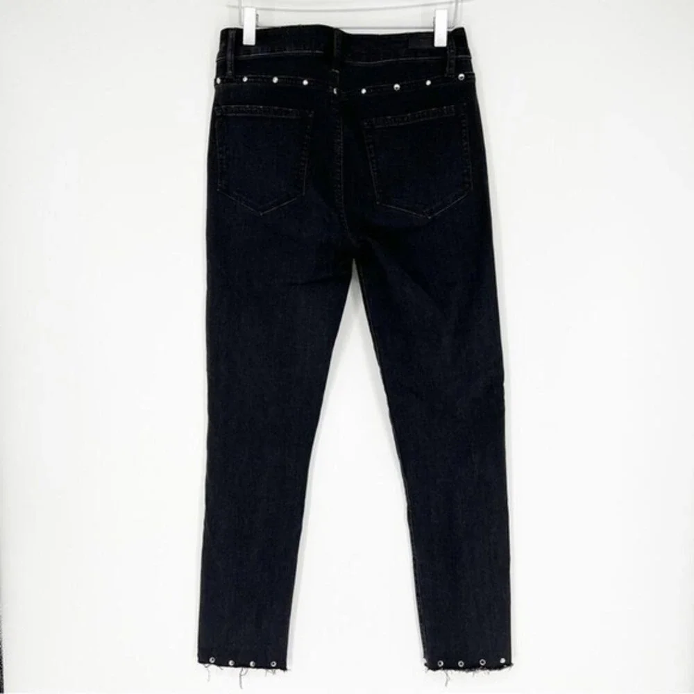 PAIGE‎ Hoxton Ankle Peg Studded Jeans Women's Size 27 Black Skinny Denim